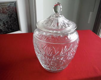 ANCHOR HOCKING SANDWICH clear glass cookie jar