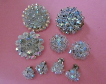 DeStash Vintage Crystal Bead Brooches