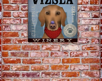 Vizsla Winery advertising style artwork on gallery wrapped canvas by stephen fowler