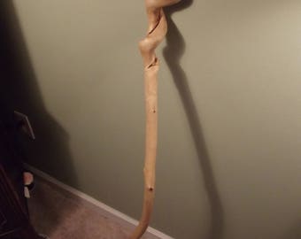wooden vine curled cane walking stick