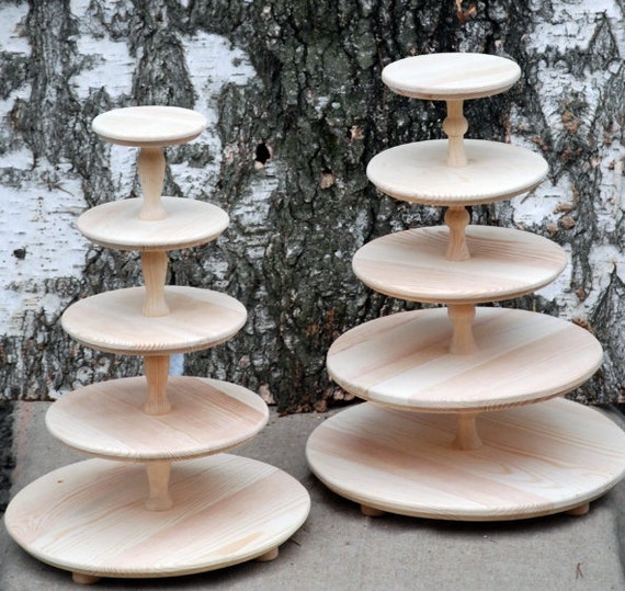 5 Five tiered wooden wedding cake stand cupcake stand cake