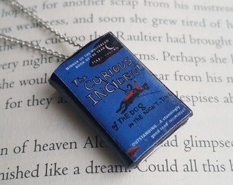 The Curious Incident of the Dog in the Night-Time Handmade Mini Book Necklace / Clay Miniature Books Jewelry -Book Lover Gifts (SKU: FN2-24)