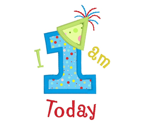 1st birthday machine embroidery applique design number 1