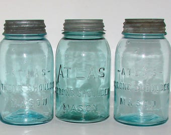 Hazel Atlas Blue Mason Jars & Zinc Lids Country Cool
