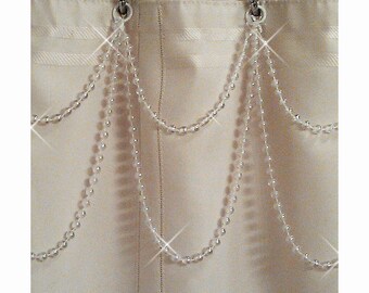 Pearl Resin Double Swag Shower Curtain Beaded Accessory.