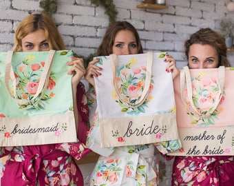 Floral Tote Bags, Bridesmaids Tote bags, Bridesmaids gifts, Bridal Party gift, Wedding Tote Bags, Monogrammed Tote Bags, Bridesmaids Totes