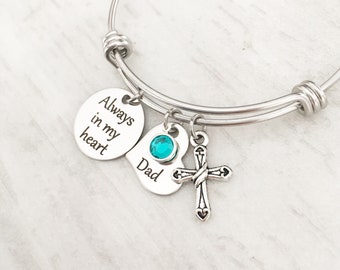 Loss of a Parent - Sympathy Jewelry Gift - Bereavement Gift - Loss of a Dad - Memorial Bracelet - Personalized - Always in my Heart Bracelet