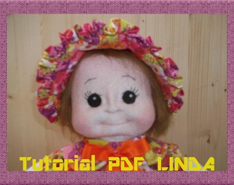 PDF Soft Sculpture Baby girl, Doll and Clothing Pattern, Her hair is fur, and has an easily sculpted face. Step by Step Photo Tutorial.