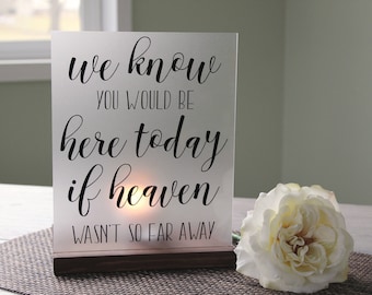 Memorial Candle Holder - Wedding Memorial - Heaven Memorial - We Know You Would Be Here Today - Acrylic Sign - Wedding Luminary Sign