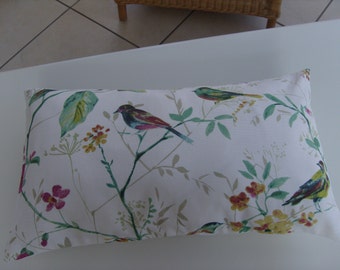 Cushion Cover Bird Pattern/Botanical- Lumbar Rectangular 20" by 12" 'Birdsong'by Prestigious Textiles 100% Cotton Furnishing Fabric