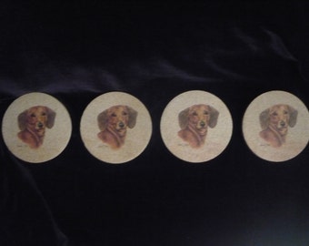Robert J. May Dachshund coasters and matching flag