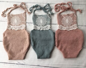 Sitter Girls Romper with Lace Detail