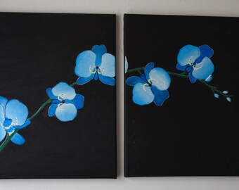 Blue Orchids Acrylic Painting