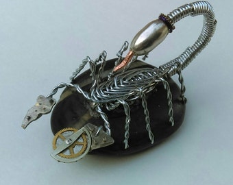 Hand crafted 'Steam Punk' style wire scorpion sculptures