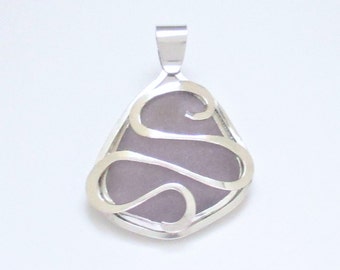 Sea Glass Jewelry - Sterling Large Dark Purple Sea Glass Pendant