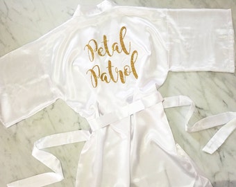 flower girl robe, petal patrol robe, bridesmaid robe, bridal robe, bridal party wedding robes