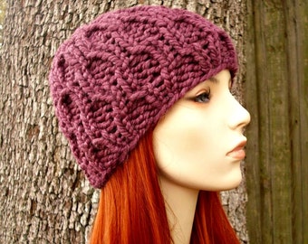 Knit Hat Womens Hat - Amsterdam Beanie in Fig Purple Knit Hat - Purple Hat Purple Beanie Womens Accessories Winter Hat