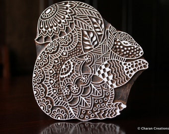 Textile Stamp, Wood Block Stamp, Tjaps, Indian Wood Stamp, Pottery Stamp, Hand Carved- Zentangle Squirrel