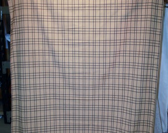 Vintage Tan Check Tablecloth 45" X 80"