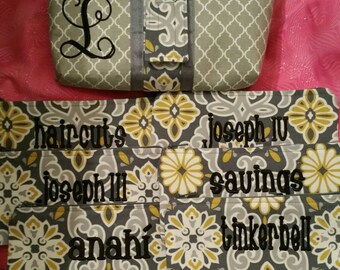Cash envelope system pouch with 8 envelopes