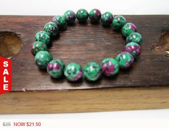 Sale - Ruby in Zoisite Gemstone Bracelet Anyolite Ruby in Zoisite Bracelet Healing Bracelet Ruby in Zoisite Detoxification Regeneration Any