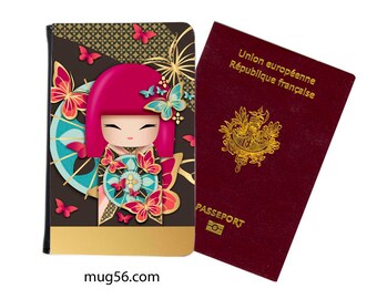 Kimmidoll, Kokeshi doll, Geisha - passport cover