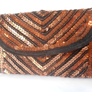 Evening Bag,Beaded Purse, Vintage Copper Bag, Beaded Clutch, Copper Handbag, Glamorous Purse, Sparkly Bag EB-0357