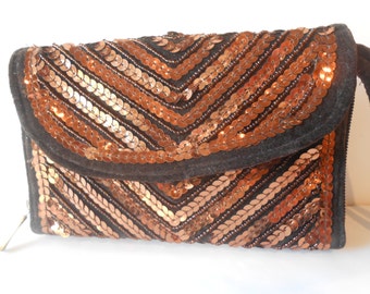 Bolso de tarde, bolso moldeado, bolso Vintage de cobre, cuentas de embrague, bolso de cobre, Glamour monedero, bolso brillante EB-0357