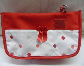 Bag Organizer, 9 pockets application leather "OWL"