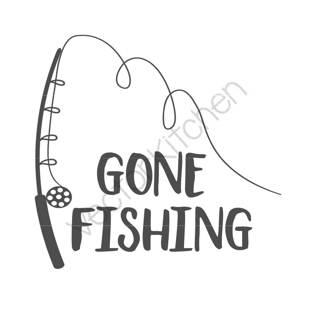 Download Gone Fishing Design Template SVG EPS Silhouette DIY Cricut Printable Art Poster Vector Instant ...
