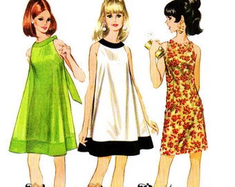 McCall's 9011 Teen and Junior Vintage 1960s Dress or Slip and Overdress or Dress Sewing