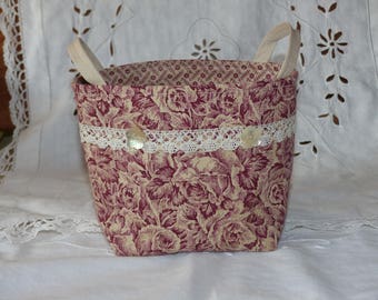 Basket fabric stiffened retro decorated with lace