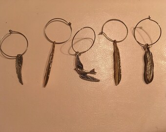 Fly Away With Me - Set of 5 Wine Glass Charms