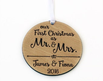 Our First Christmas as Mr and Mrs Ornament - Personalized Christmas Ornament for Newlyweds - Married Couple Christmas Gift - Wedding Gift