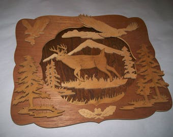 Wooden shadow box in Nature theme