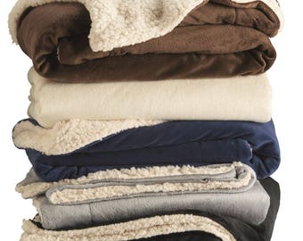 Personalized Embroidered Monogram Sherpa Blanket | Monogram, Single Initial, or Full Name Sherpa Throw | Multiple Colors