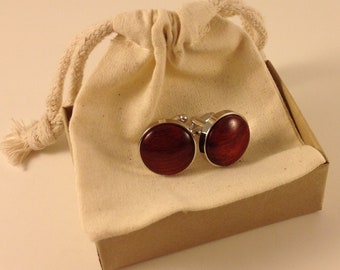 Handcrafted Bloodwood Cuff links in Chromed Fittings