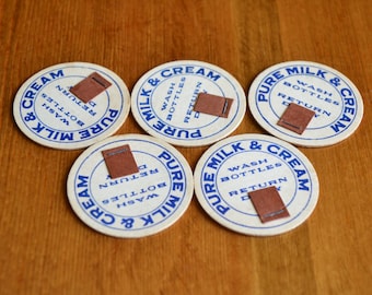 Milk Caps Unused Vintage Set of 5