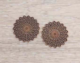 Filigree Round Stamping, 35 mm, Copper Stampings, Brass Stampings