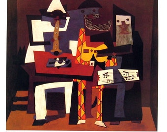 Three Musicians - Picasso Reproduction Print - 1980 Vintage Book Page - Fine Art Print - For Framing - 9 x 11