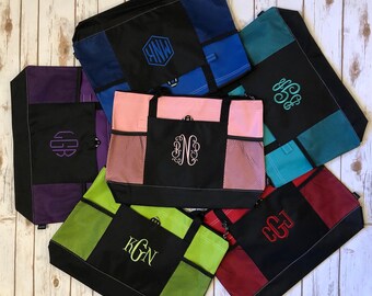 Embroidered Tote - Monogrammed bag - Monogram tote - Monograms - Monogrammed zippered tote -Monogrammed tote - Personalized bag