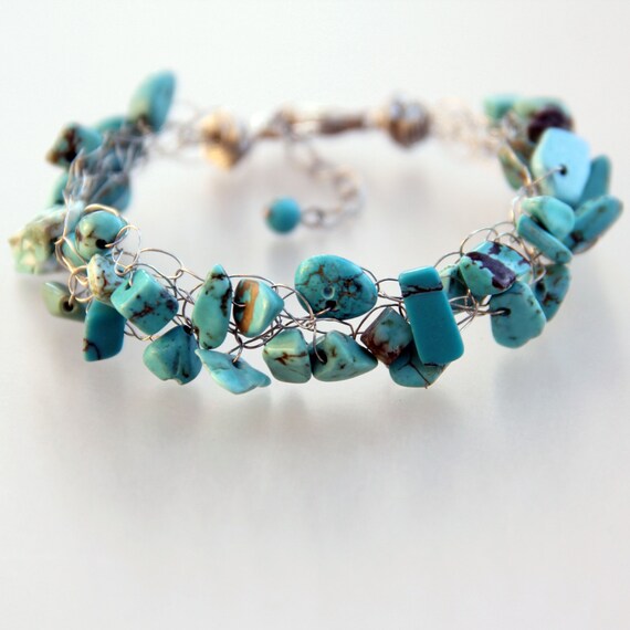 Chunky wiring turquoise bracelet Bridesmaids gifts Free US