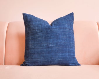 Denim Mudcloth, Denim Pillow, Indigo Mudcloth, African Indigo, Boho Decor, Boho Pillow, Throw Pillow, Lumbar Pillow, Indigo Textile, Linen