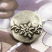 Flower and Vine Metal Buttons , Antique Silver Color , Hexagon , Shank , 0.79 inch , 3 pcs