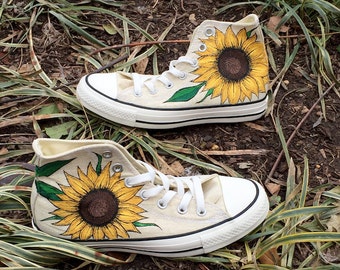 Custom Hand-Painted Sunflower Converse Shoes