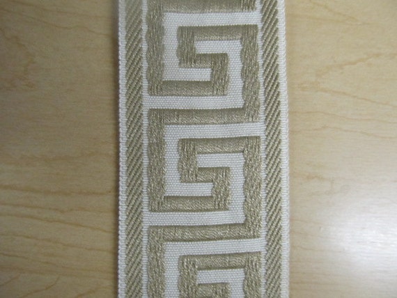 GREEK KEY Flat Trim 2 25 Inch Ivory Beige Tan   Il 570xN.276276317 