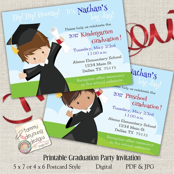 Boys Graduation Invitation Kindergarten Graduation