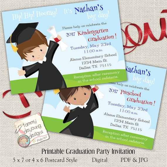 Boys Graduation Invitation Kindergarten Graduation