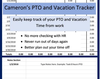 time off tracker etsy