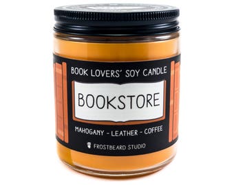Bookstore - 8 oz Book Lovers' Soy Candle - Book Candle - Book Lover Gift - Scented Soy Candle - Frostbeard Studio